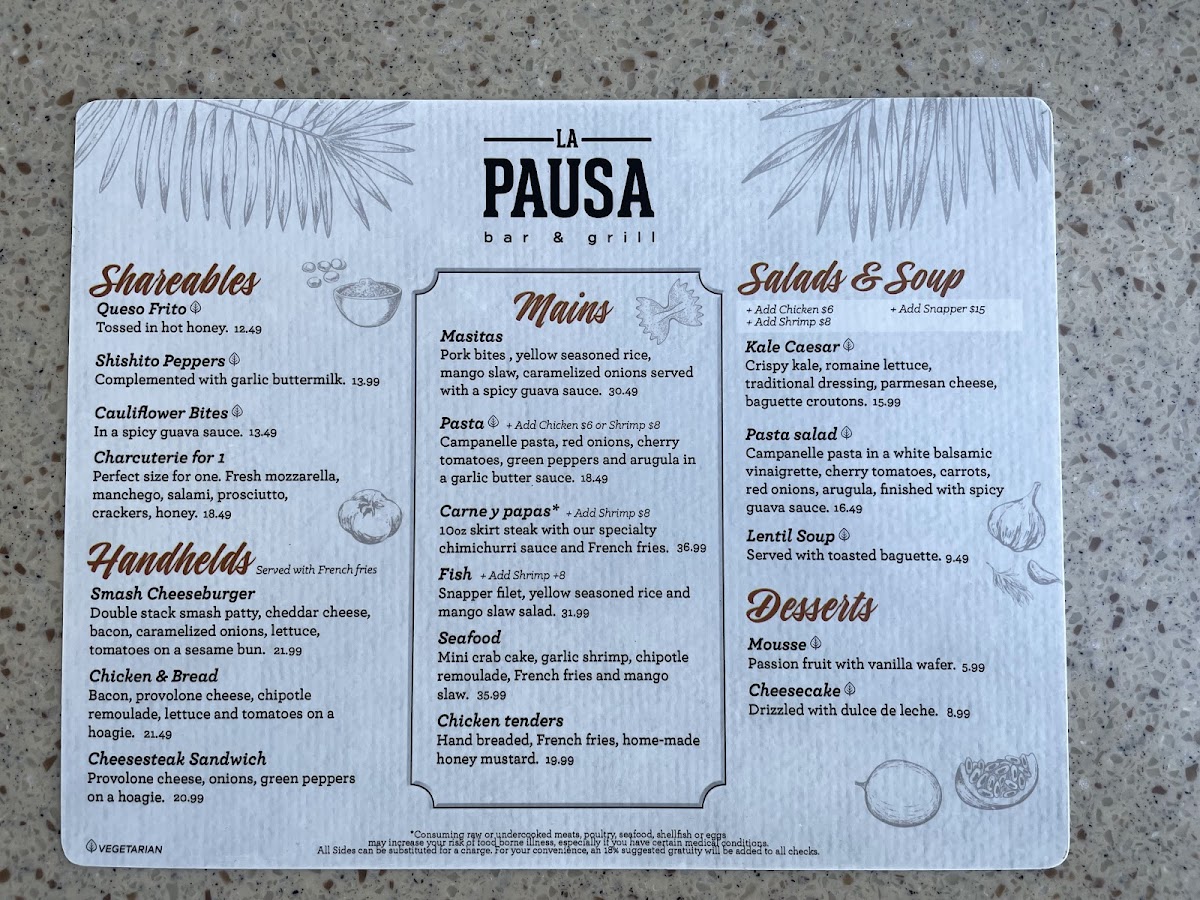La Pausa Restaurant Menu - Image 2